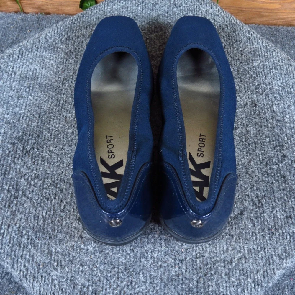 Anne Klein AK Wisher 2 Women Wedge Pump Size 9 Office Professional Navy Blue
